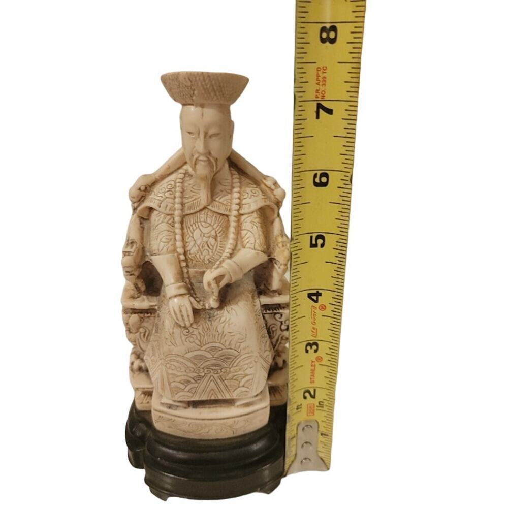 Vintage Japanese Dynasty Emperor Sculpture Ivory Home Decor - Picture 8 of 10